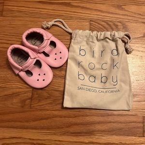 Pink Leather MaryJane Bird Rock Baby Booties / Size 6.5